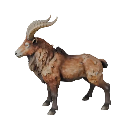 Modello 3D Gazella, rendering naturalistico di profilo, asset animale pronto per Blender con silhouette di corna o palchi, an