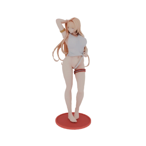 Anime Girl in White Tank Top and Red Garter Figurine