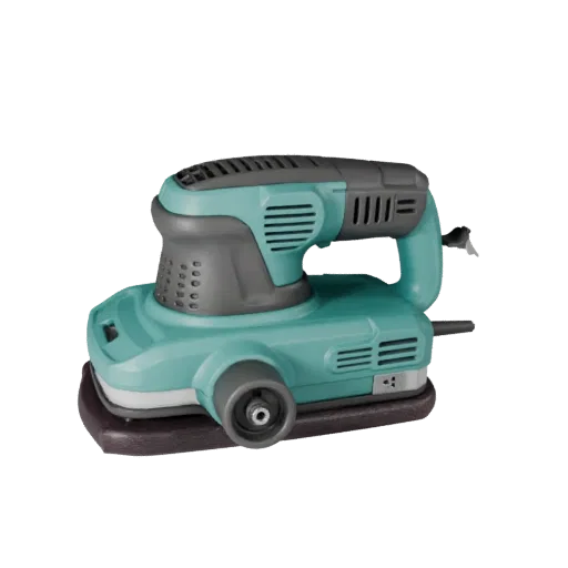 Modello 3D High Poly Levigatrice da Officina, rendering studio ravvicinato, mostra plastica stampata, impugnature ergonomiche