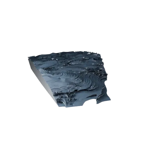 Moonlit Marsh Biome High Poly 3D model, close-up cinematic environment render, showing terrain layers, mud shelves.
