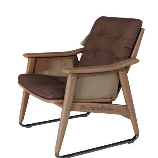 Scandinavian Lounge Chair Modular 3D model, home interior, isometric modular kit view, wood detail.