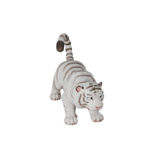 Modelo 3D de Tigre Blanco Caricatura - Activo Estilizado para Animación