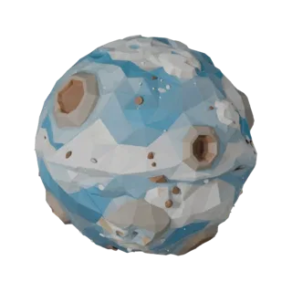 Gasriese Zwergplanet Low-Poly 3D-Modell, Spiel-Viewport-Dreiviertelansicht, zeigt Gestein, kugelförmige Körpergröße.