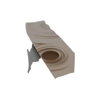 3D model of a decorative panel with a beige abstract swirling pattern, viewed from an angle.