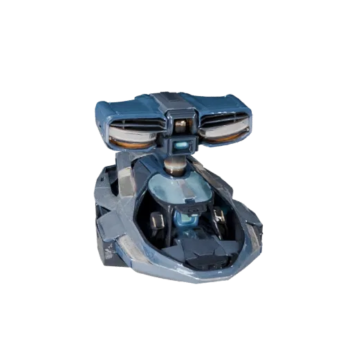 Modello 3D di auto volante, vista studio tre quarti, asset veicolo pronto per animazione con pannellature futuristiche, zone