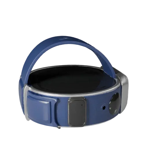 Medical Style Clip Tracker 3D model, three-quarter front view, AR viewer studio render, showing silicone, wearable fit.