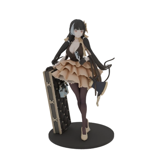 Gothic Anime Girl with Suitcase Figurine