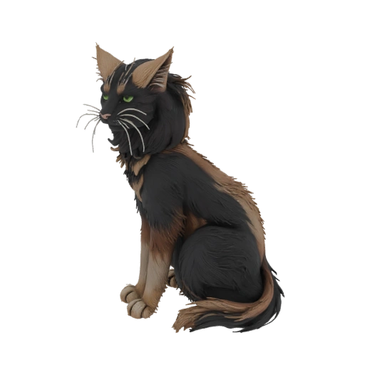 Black and Tan Long-Haired Cat Figurine
