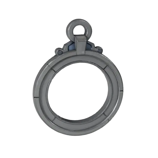 Minimal Medallion game ready 3D model, close-up hero shot, showing pendant proportion and finish under studio key light.