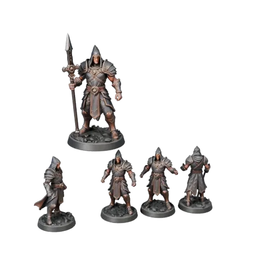 Heroic Wizard Miniature modular kit 3D model preview showing silhouette, top-down kitbash view, pose and resin detail