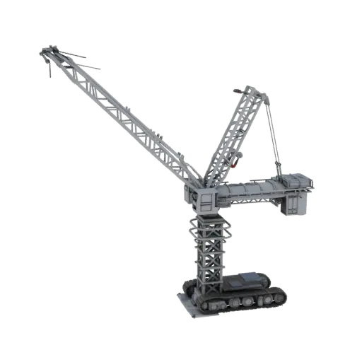 Tower Crane Printable 3D model, isometric STL render, showing painted steel, large mechanical silhouettes.