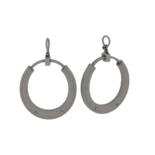 Stud Hoop Earrings render detail 3D model, isometric studio render, highlighting earring form and finish detail.