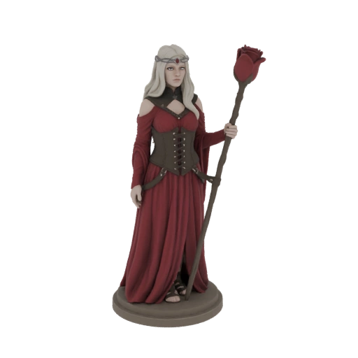 Fantasy Queen with Rose Staff 3D Model
