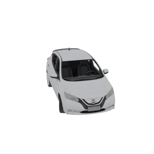 3D model of a white Nissan Leaf Nismo car, front 3/4 view