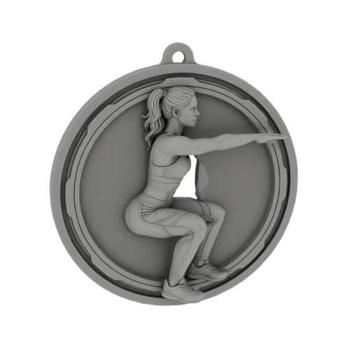Fitness Woman Wall Sit Medal 3D Model