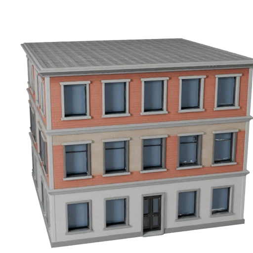 Kit de Fachada Modular de Calle 3D - Activo Realista para Archviz