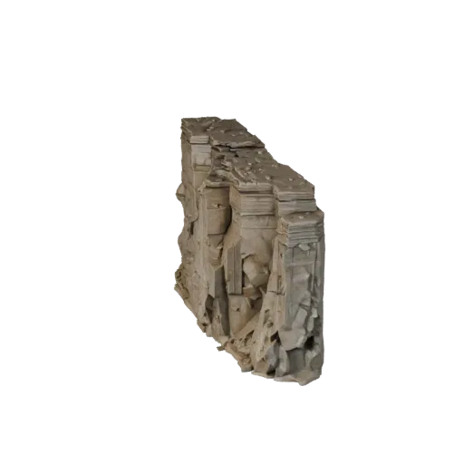Eroded Ravine Wall High Poly 3D model, close-up cinematic environment render, showing stratified stone, terrain detail.