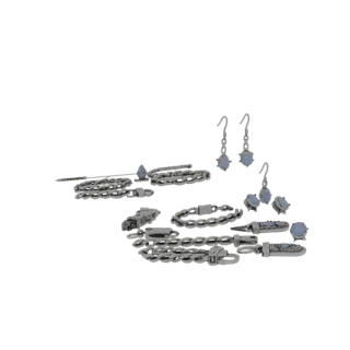 Boho Bracelet And Earring Set render detail 3D model, front view studio render, highlighting set form and finish detail.