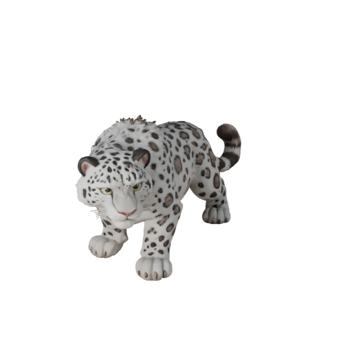 Modelo 3D de Leopardo de las Nieves Caricaturizado - Activo Estilizado para Animación