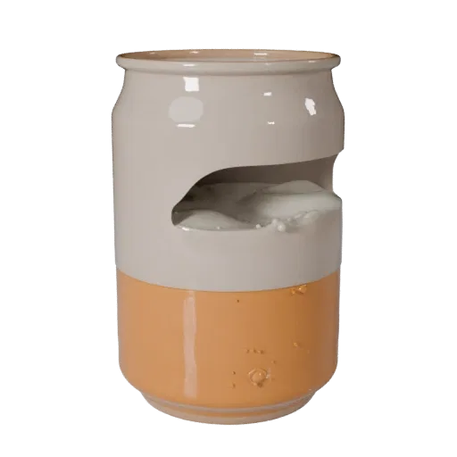 Cafe Soda Can STL print ready 3D model, turntable hero render, with calibrated drink silhouette and material reads.