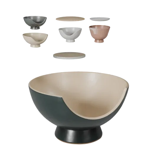 Handmade Decor Bowl Product Viz 3D model, living room, three-quarter studio product render, ceramic detail.