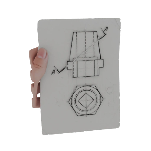 Technical Drawing of a Hexagonal Nut