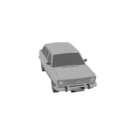 3D model of white VAZ-2110 estate retro style, front and side view