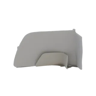 3D-Modell eines hellgrauen Automobil-Innenraum-Verkleidungspanels mit geschwungener Form und integriertem Stützelement.