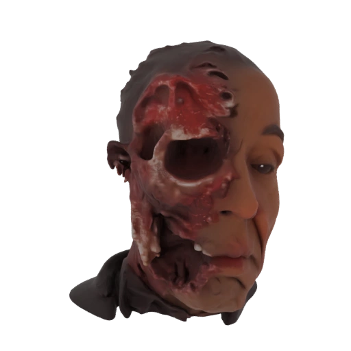 Half-Decayed Zombie Head 3D Model