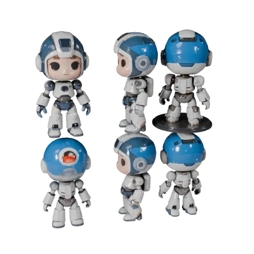 Chibi Robot Figurine product render 3D model preview showing pose, three-quarter view and surface detail