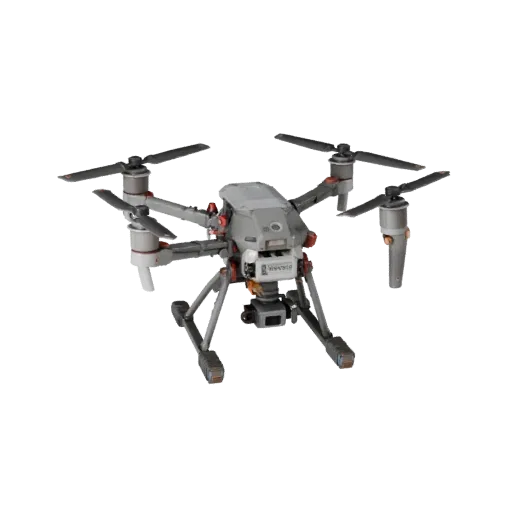 Research Lab Drone Realistic 3D model, three-quarter studio render, showing metal frames, robot form.