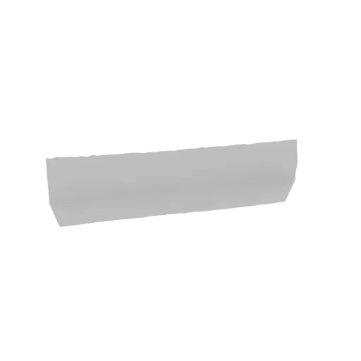 A 3D model of a minimalist L-shaped shelf with a smooth grey finish, presented against a white background.