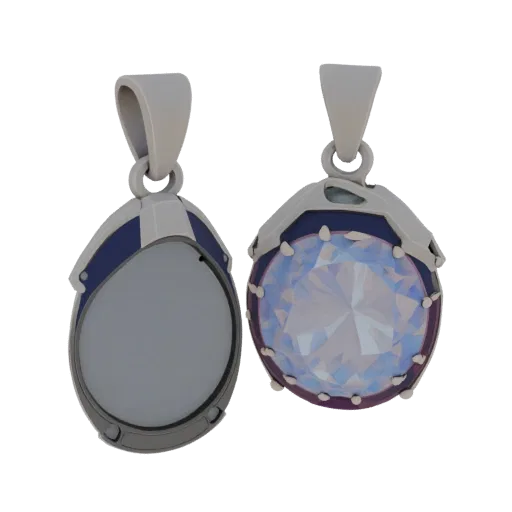 Modello 3D Gemstone Locket con dettagli per rendering, render studio frontale tre quarti, che evidenzia forma e finitura del