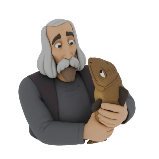Old Man Holding a Fish