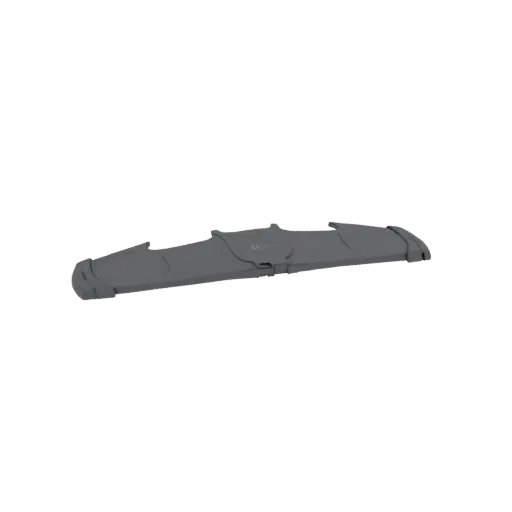 3D render of a gray protective case with a central buckle closure, presented on a black background.