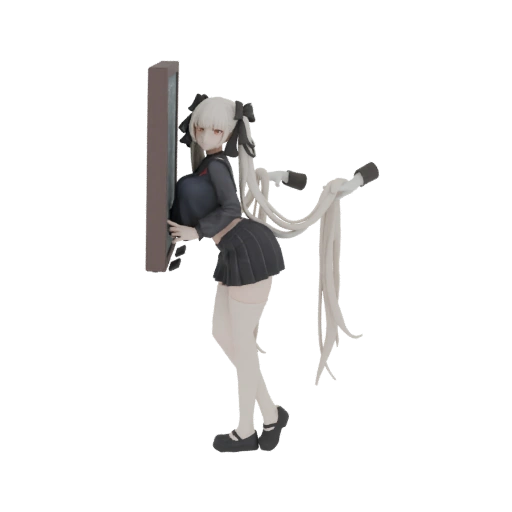 Anime Girl with Pigtails and School Uniform