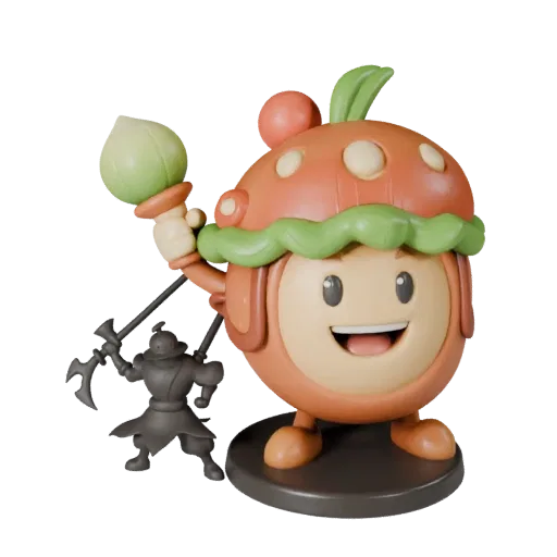 Fantasy Food Mascot collectible 3D model preview showing pose, studio close-up view, expression and smooth toy surfaces