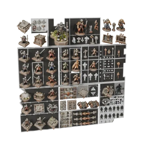 Dungeon Miniature Scene modulares Kit 3D-Modell Vorschau mit geschichteten Teilen, Draufsicht-Kitbash-Ansicht