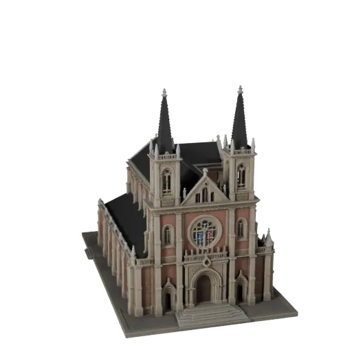 Cathedral Unity-ready 3D model, Unity engine viewport, showing public building materials and architectural detail