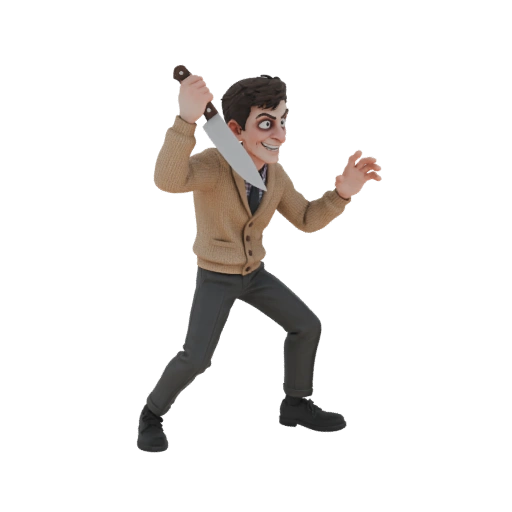 Creepy Man with Knife 3D Model