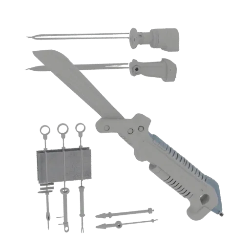 Emergency Scalpel Prop Printable 3D model, isometric STL render, showing stainless steel, handheld tool scale.