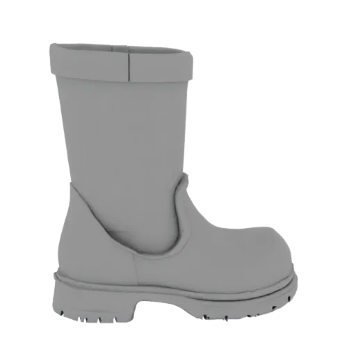 Grey 3D model short boot for Blythe doll, side view