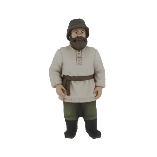 Russian Peasant Man 3D Model