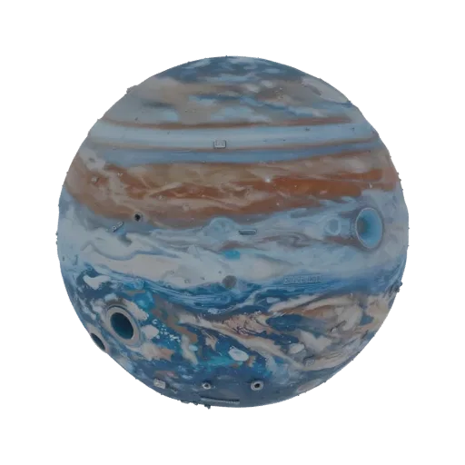 Gas Giant Planet Printable 3D model, isometric STL render, showing rock, spherical body scale.