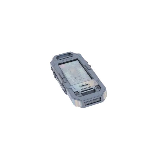 Holographic Data Pad Printable 3D model, isometric STL render, showing emissive strips, strong prop silhouette.