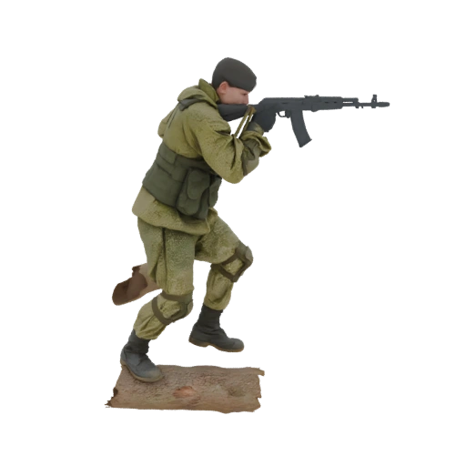 Russian Soldier Aiming Rifle 3D Model