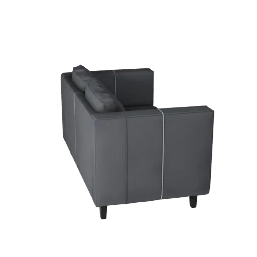 Compact Loveseat Product Viz 3D model, living room, three-quarter studio product render, woven fabric detail.