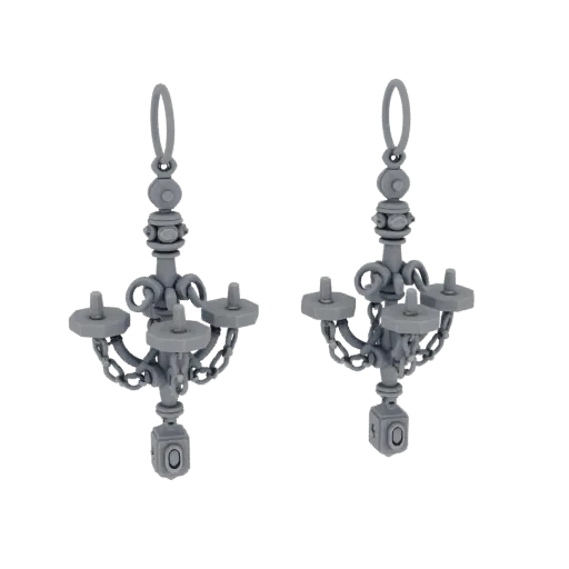 Chandelier Earring print ready 3D model, front-three-quarter studio render, highlighting earring form and finish detail.