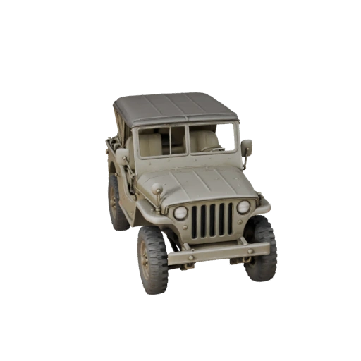 Jeep Militar de la Segunda Guerra Mundial 3D Model para Blender y Juegos - PBR