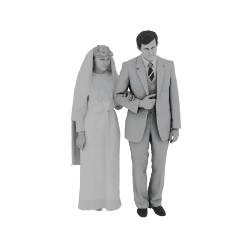 Vintage Wedding Couple 3D Model